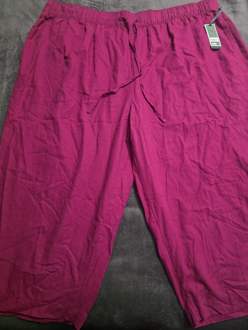 Terra & Sky Women's Wide Leg Drawstring Pants in Fuchsia